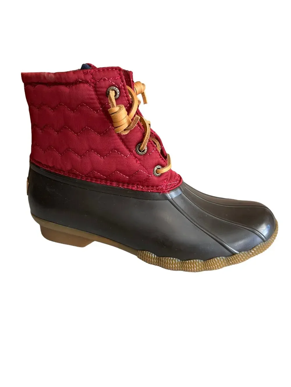 Sperry Saltwater Quilted Duck boots merlot wine brown 6.5